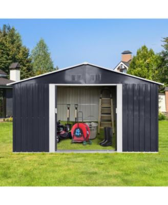 Metal garden sheds 11.2ftx10.6ft outdoor storage sheds Grey with window