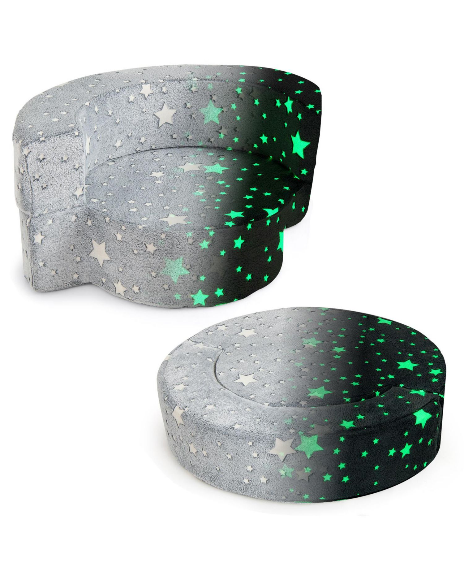 Convertible Toddler Sofa Chair with Glow-in-the-Dark Design – 2-in-1 Kids Seat with Removable Cover