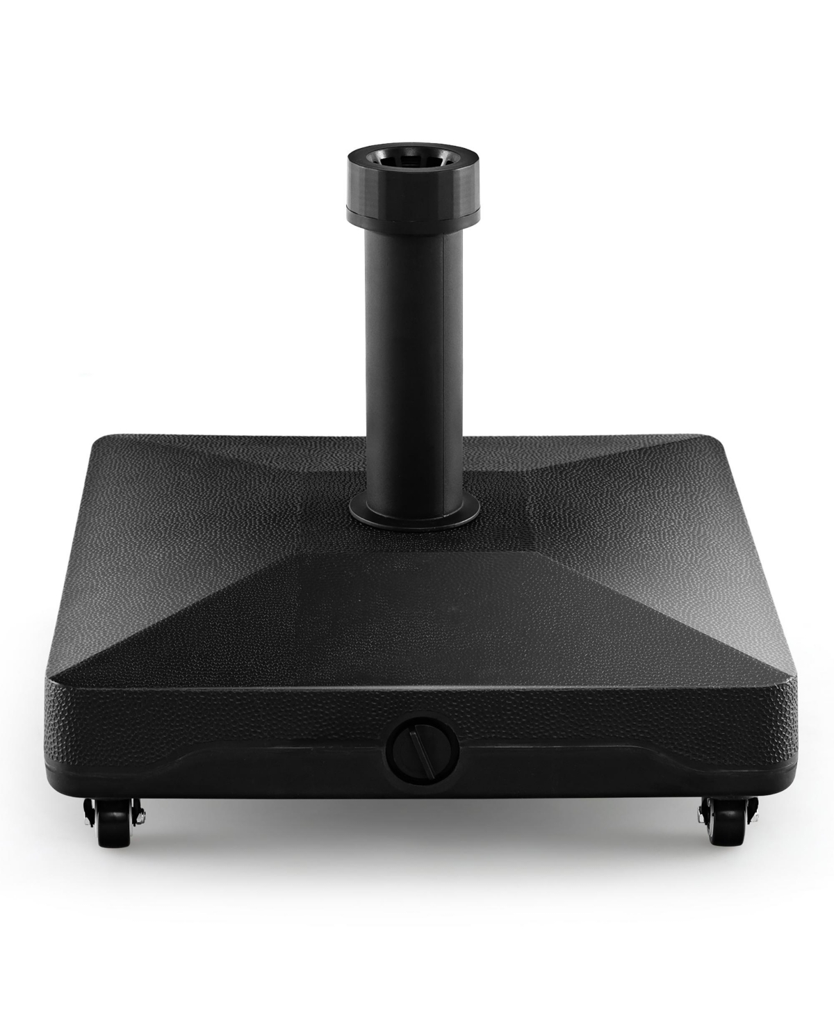Patio Umbrella Base w/ 4 Universal Wheels 2 Receivers Square Pole Stand Outdoor - Black