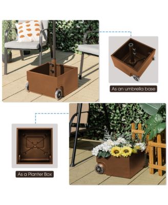 170lbs Patio Umbrella Base Stand Wheels Planter Outdoor Heavy Duty Garden