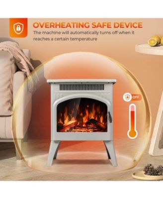 Electric Fireplace Heater 17" with Remote Control, Cathedral Stylish, Different Flame Effects and Log Set Colors, Adjustable Brightness and Heating Mode, Overheating Safe Design