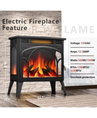 Cowsar 17" Electric Fireplace Heater with Remote – Cathedral Style, Adjustable Flame Effects, Log Colors & Safe Heating Modes.