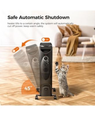 Portable Electric Radiator Heater, Oil Filled with 3 Heat Settings, Adjustable Thermostat, Overheat & Tip-Over Protection For Indoor Use, 1500W (Black)