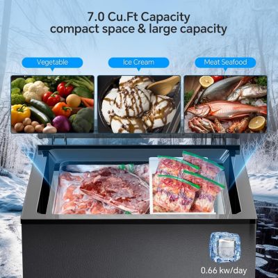 2.8 Cubic Chest Freezer  Feet Compact Freezer with 3 Removable Baskets, Free Standing Top open Door Deep Freezer, Adjustable Temperature for Home Dorm, Bar, Basement, Kitchen