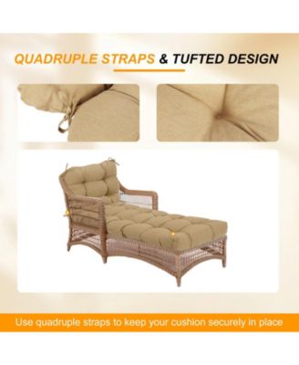 76" x 22" x 5.1" Polyester Tufted Chaise Lounge Cushion, Water-Resistant & Fade-Resistant Cushion for Outdoor Wicker Chaise Lounge Use, Set of 2