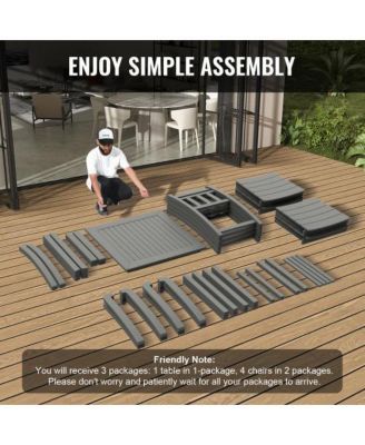 5-Piece Outdoor Dining Set with Square Table and Chairs for Deck or Backyard