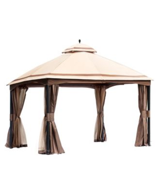 Large Outdoor Gazebo with Mosquito Netting and Reinforced Metal Frame – Fits 10 to 12 People for Garden Use