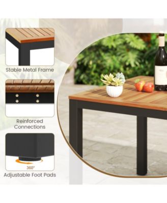 Patio Dining Table for 8 79'' Large Rectangle Table w/ Acacia Wood Tabletop