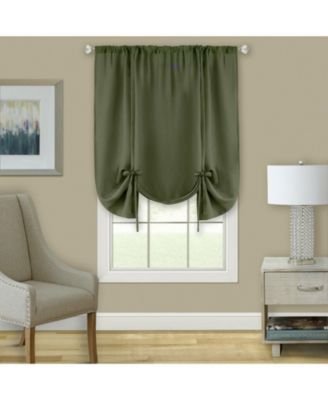 Shabby Linen Farmhouse Sheer Flax Curtain Tie Up Single Window Curtain Shade - 42 in. W x 63 in. L, Toast