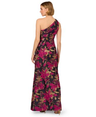 Women's Jacquard One-Shoulder Gown