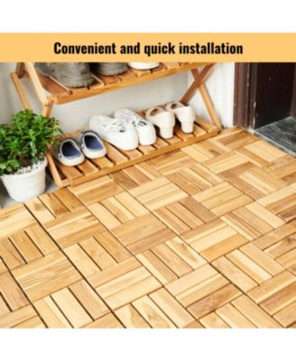 Acacia Deck Tiles Checker 12"x12" Yellow 30-Pack