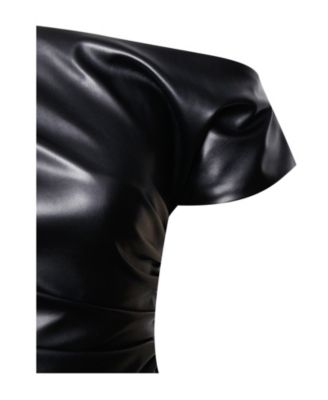 Women's Yara Faux Leather Slash Neck Tank Top