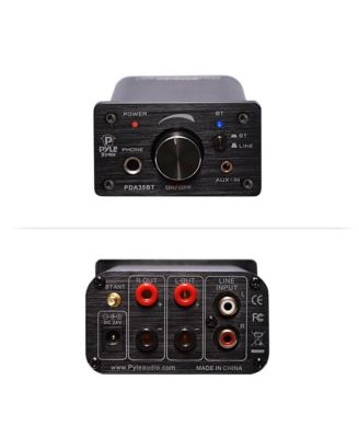 PDA35BT 100 Watt Mini Bluetooth Power Digital Class D Amplifier & Headphone Amplifier with Two Aux Inputs - 2 Channel Stereo Output - Portable Compact