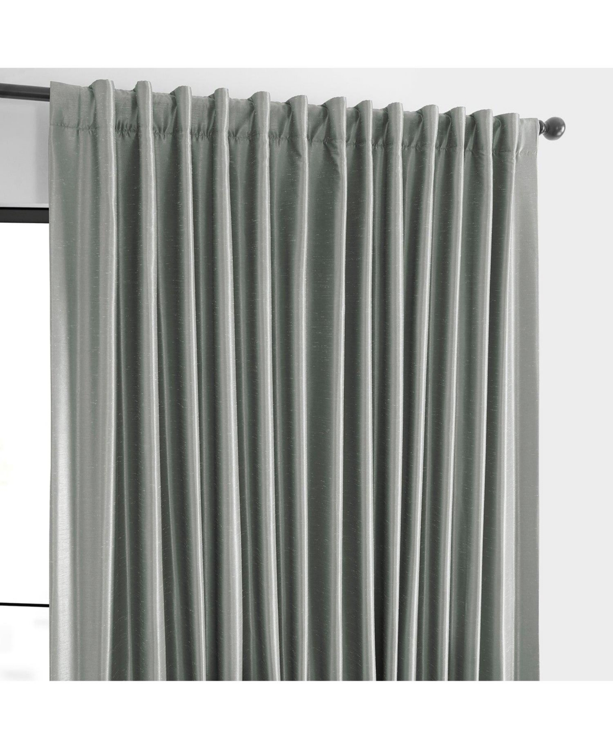 Half Price Drapes Silver Extra Wide Vintage Textured Faux Dupioni Silk Blackout Curtain