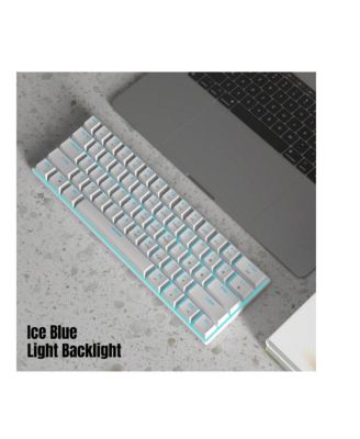 60% Wired Mechanical Gaming Keyboard, Ice Blue LED Backlit 61 Keys Mini Wired Office Keyboard