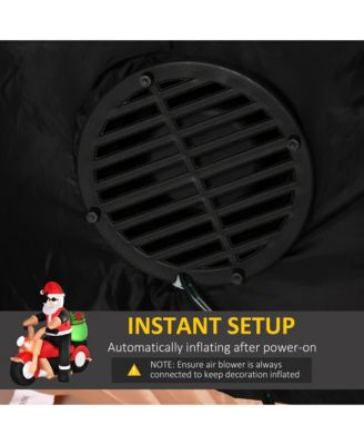 6' Long Light Up Motorcycle Santa Claus Inflatable Yard Decor Holiday