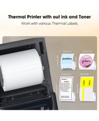 Polono Label Maker Machine with Tape, PM220-A Bluethooth Label Printer, 2 Inch Portable Thermal Printer for Small Business, Address, Logo, Clothing, Sticker Printer for Phones & PC, Black