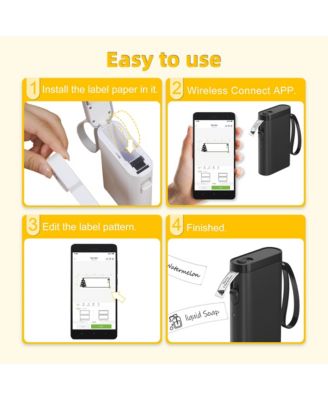 POLONO Label Maker Machine with Tape, P21-A Bluetooth Label Printer, Wireless Mini Label Makers with Multiple Templates for Organizing Office Home, Black