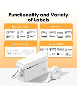 P31-S Portable Bluetooth Label Maker with tape. Features multiple templates for home, office & storage organization. White