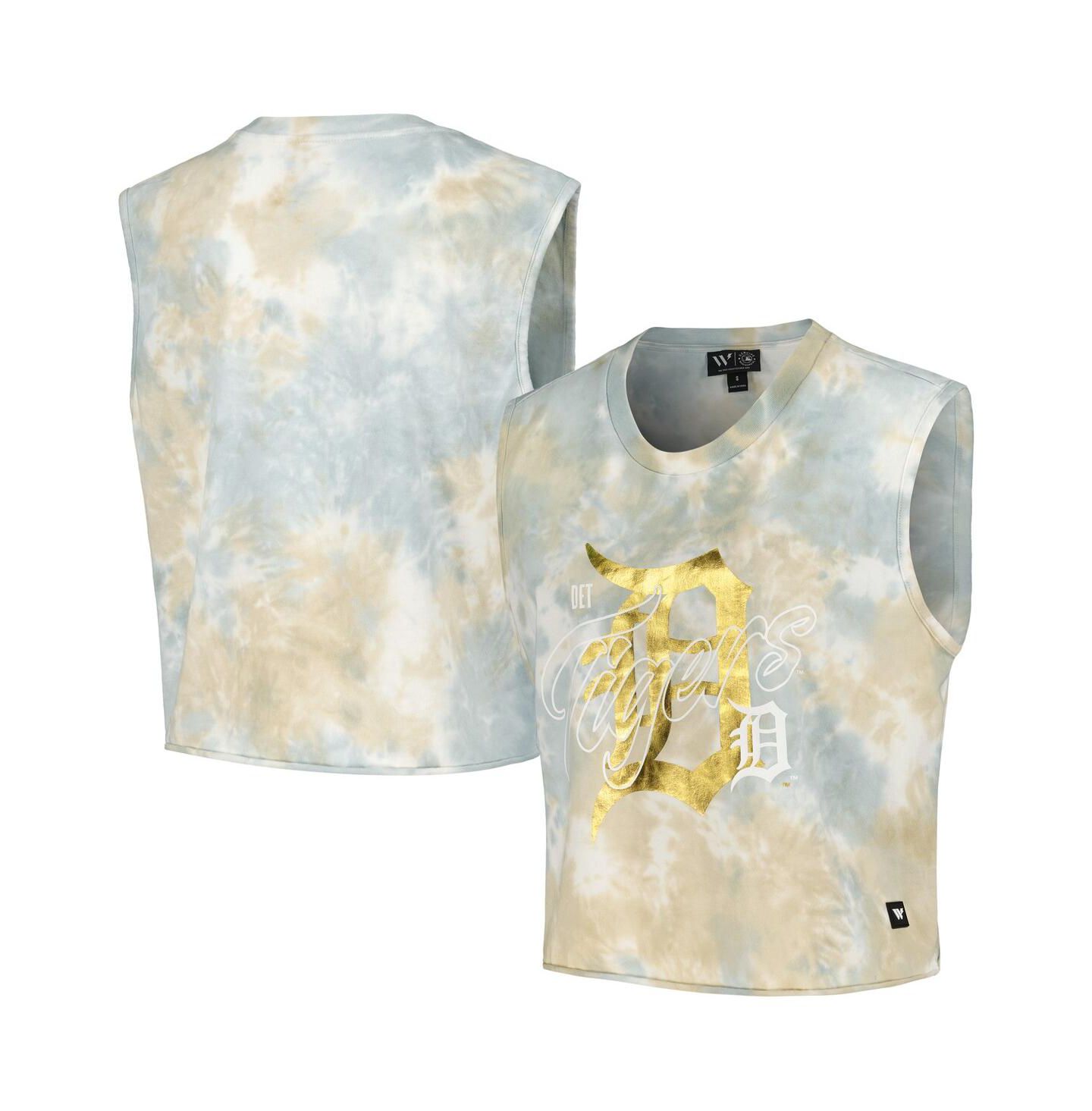 Женский топ The Wild Collective White Detroit Tigers Washed Muscle — фото 1