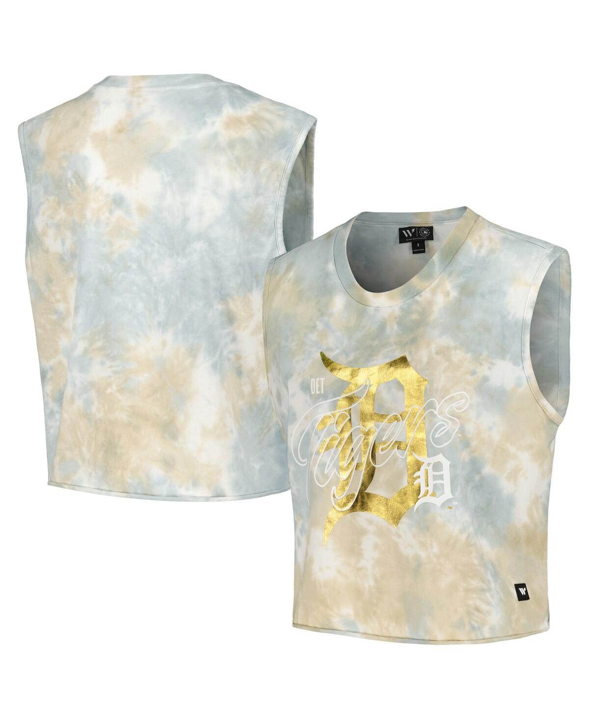 Women's White Detroit Tigers Washed Muscle Tank Top - White
