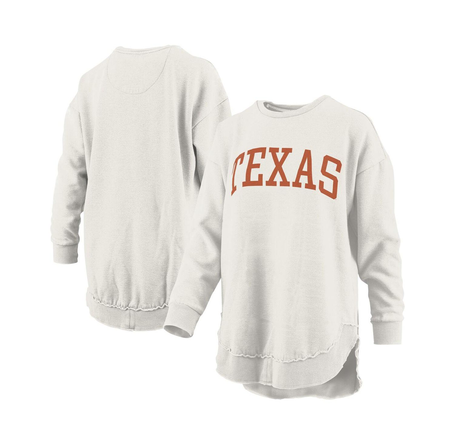 Women's Oatmeal Texas Longhorns M&eacute;lange Poncho Vintage Fleece Long Sleeve Pullover Sweatshirt