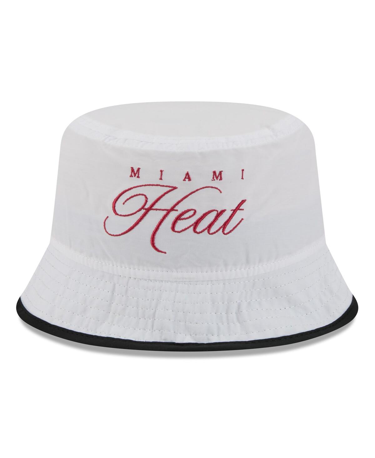 New Era Men's White/black Miami Heat 2025 Nba Draft Nylon Bucket Hat In Multi