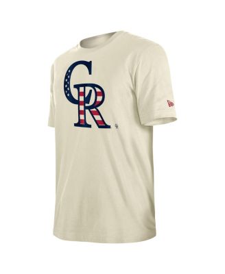 Men's Cream Colorado Rockies Americana Flag Fill T-Shirt