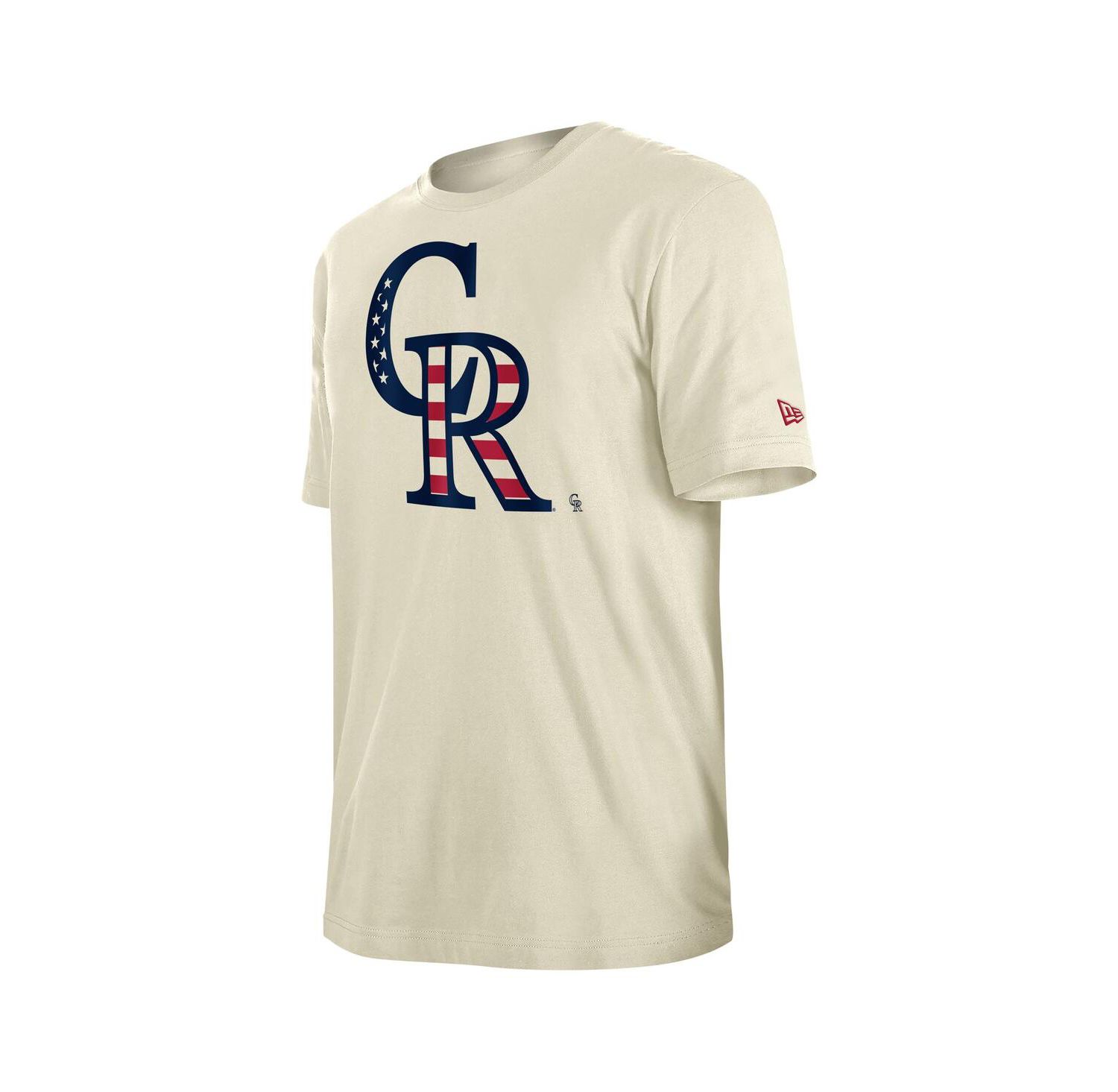 Men's Cream Colorado Rockies Americana Flag Fill T-Shirt