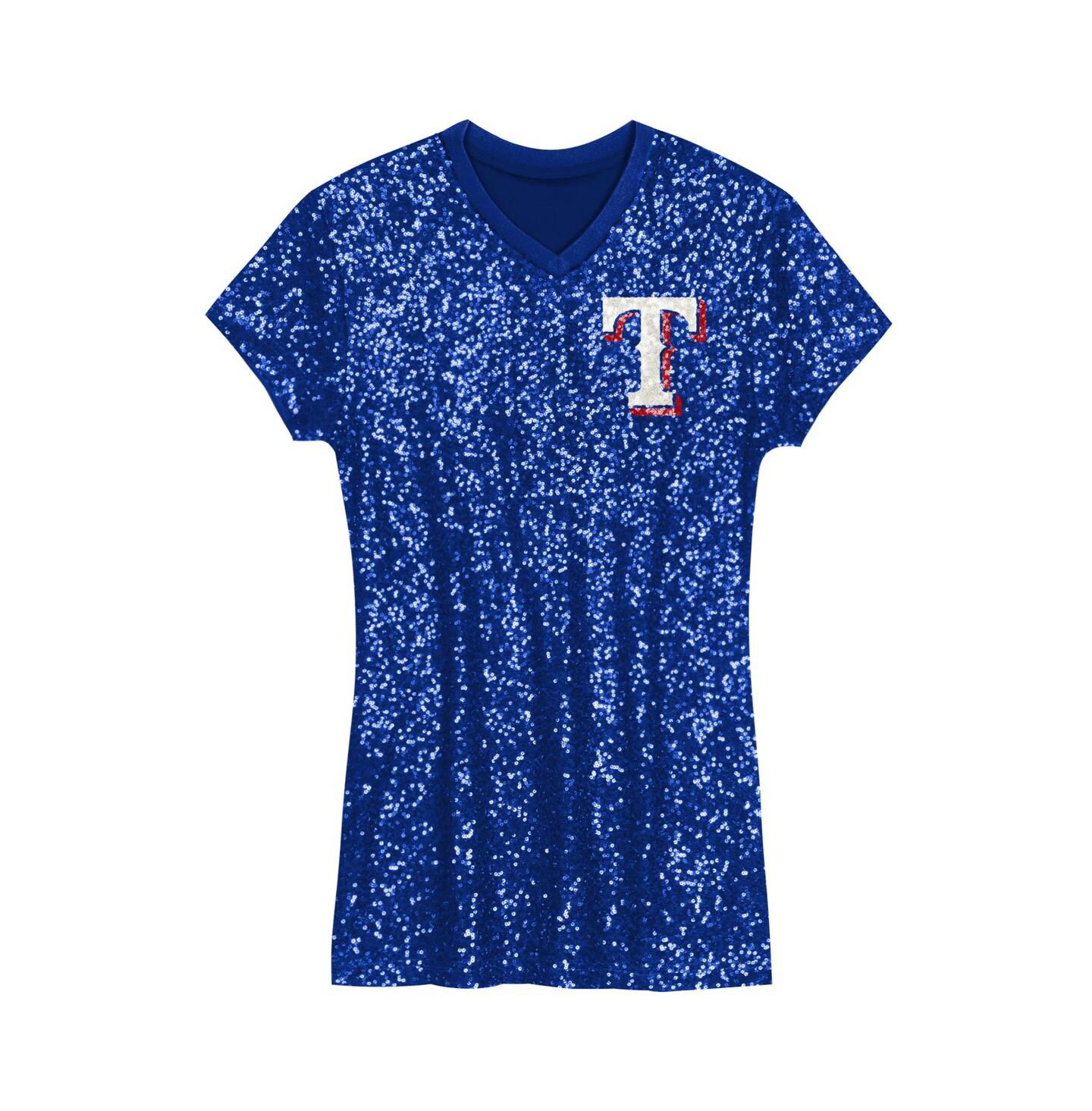 Платье Outerstuff Royal Texas Rangers Sequin V-Neck Dress для девочек — фото 3