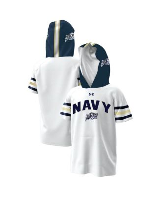 Under Armour - Big Boys and Girls&nbsp;White Navy Midshipmen ArmourFuse Jersey Raglan Hooded T-Shirt