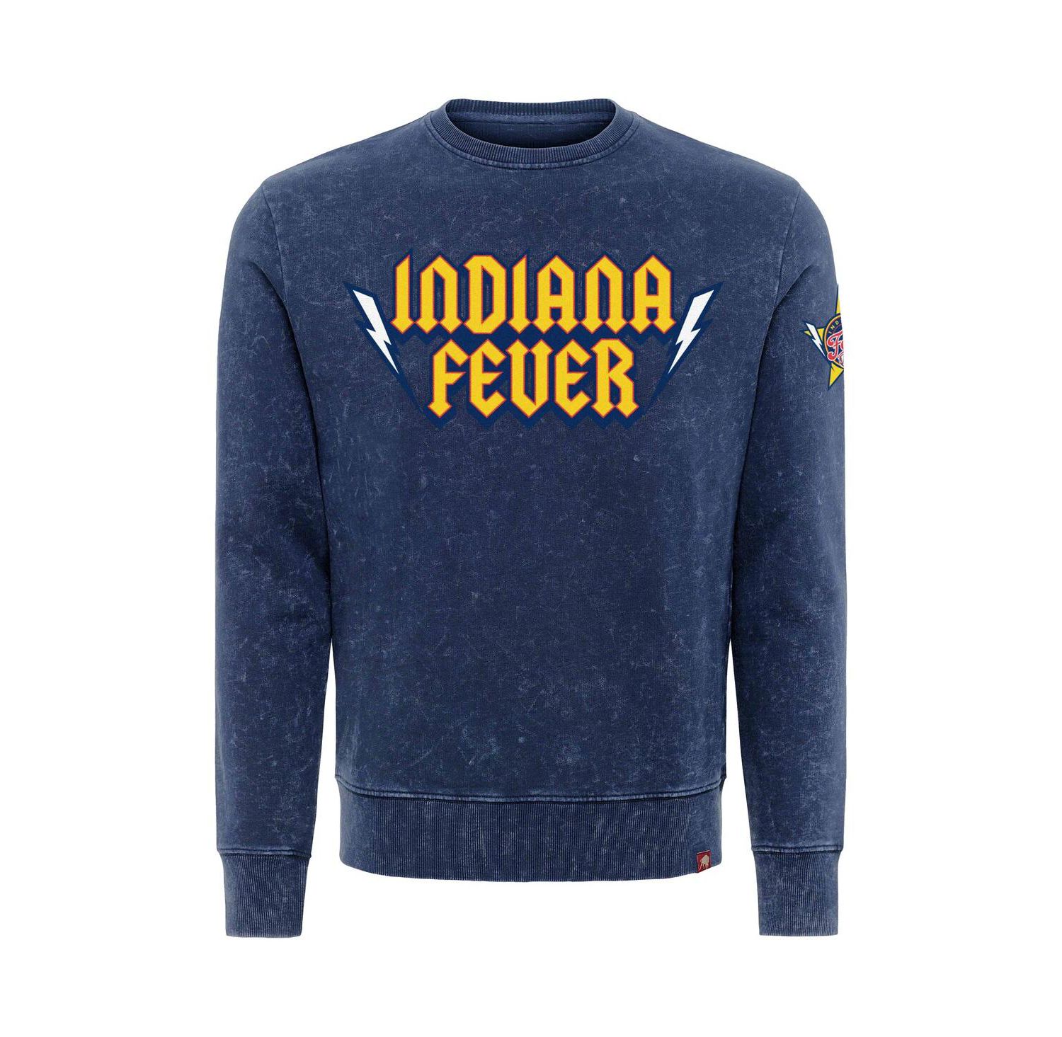Men's and Women's Navy Indiana Fever Rock Roll Collection Freddy Mineral Wash Pullover Sweatshirt
