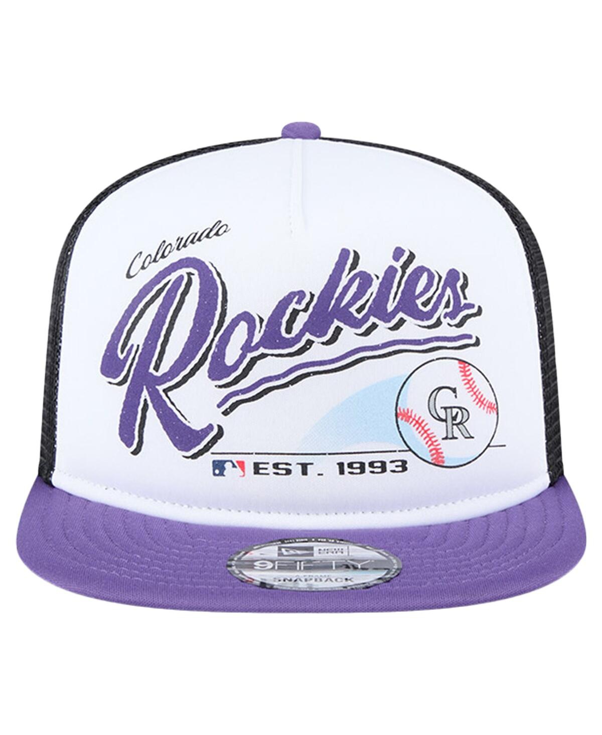 New Era Big Boys And Girls White Colorado Rockies Retro 9fifty Snapback Hat In Purple