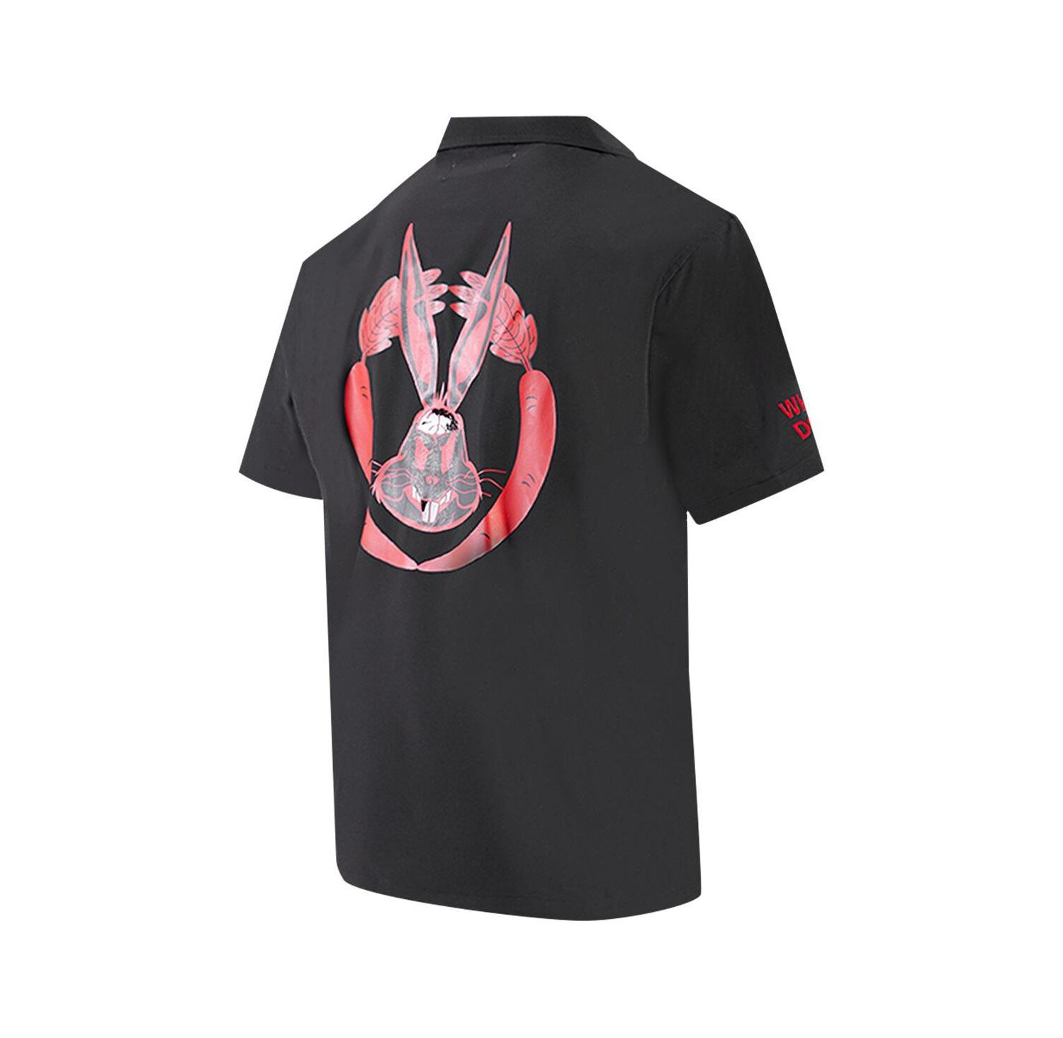 Men's Black Looney Tunes Bugs Bunny Melted Skeleton Button-Up Shirt