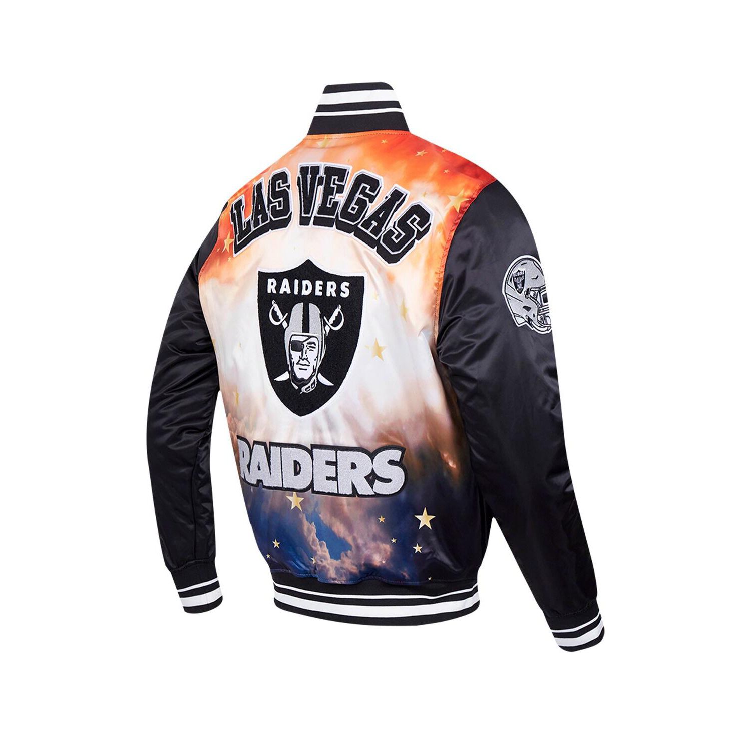 Men's Black Las Vegas Raiders Sublimated Satin Full-Snap Jacket