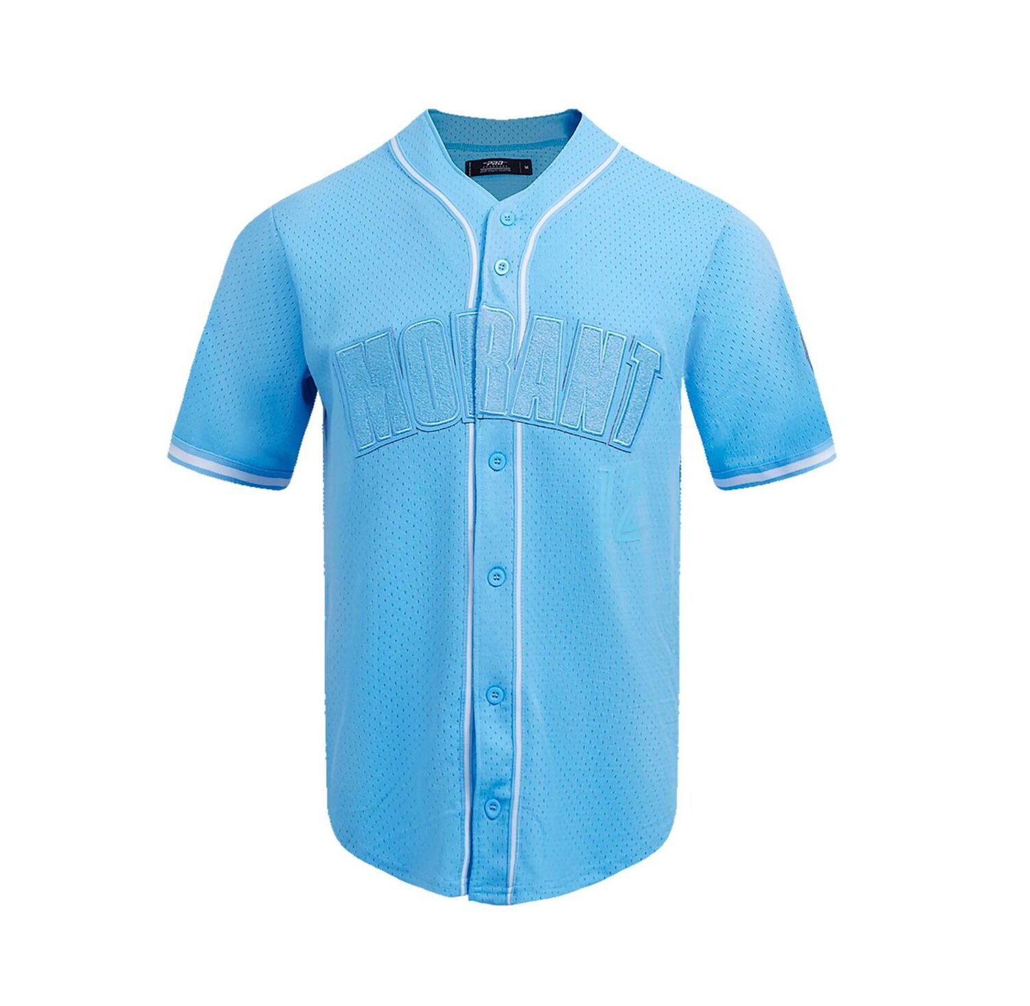Men's Ja Morant Light Blue Memphis Grizzlies Triple Tonal Mesh Button-Up Shirt