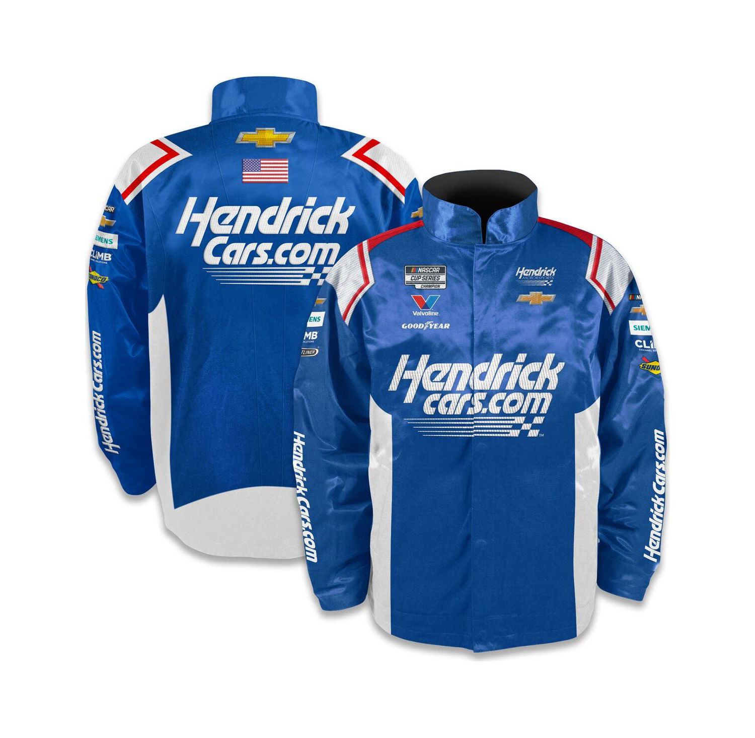 Men's Blue Kyle Larson Hendrickcars.com Full-Snap Nylon Uniform Jacket