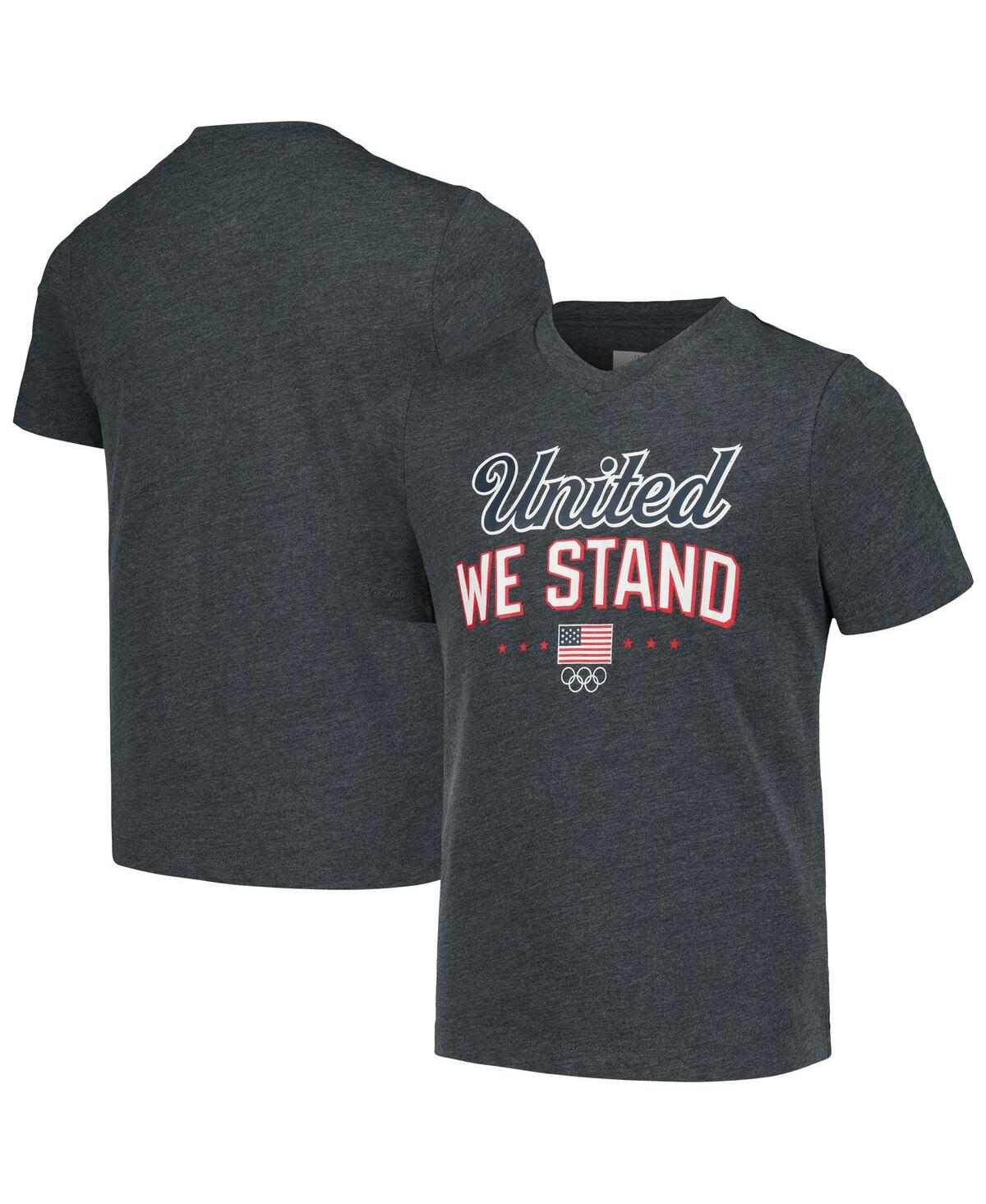 Outerstuff Kids' Big Girls Heather Charcoal Team Usa Victory T-shirt In Gray