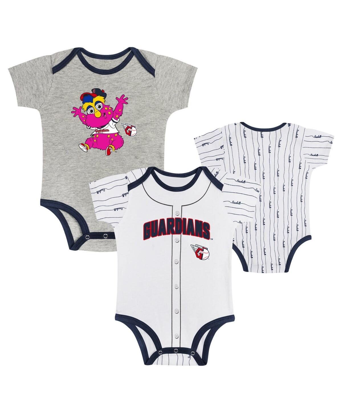 Outerstuff Kids' Big Boys And Girls Cleveland Guardians Play Ball 2-pack Bodysuit Set In Gray
