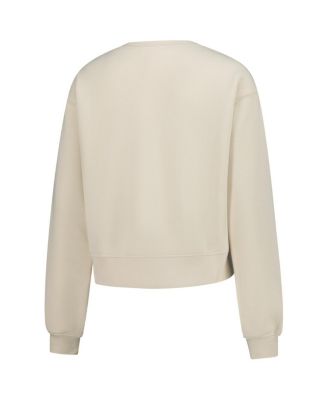 Women's Sand Michigan Wolverines Cropped Crewneck Sweatshirt