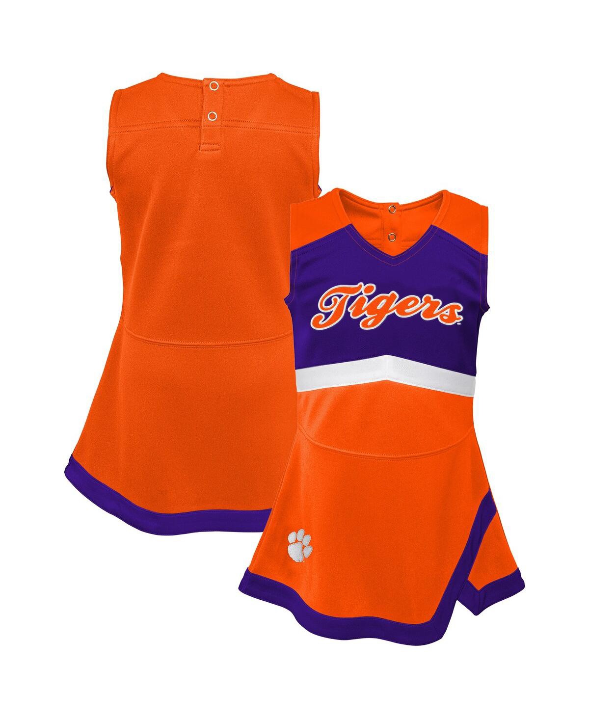 Outerstuff Kids' Big Girls Orange Clemson Tigers Cheer Captain Jumper Dress