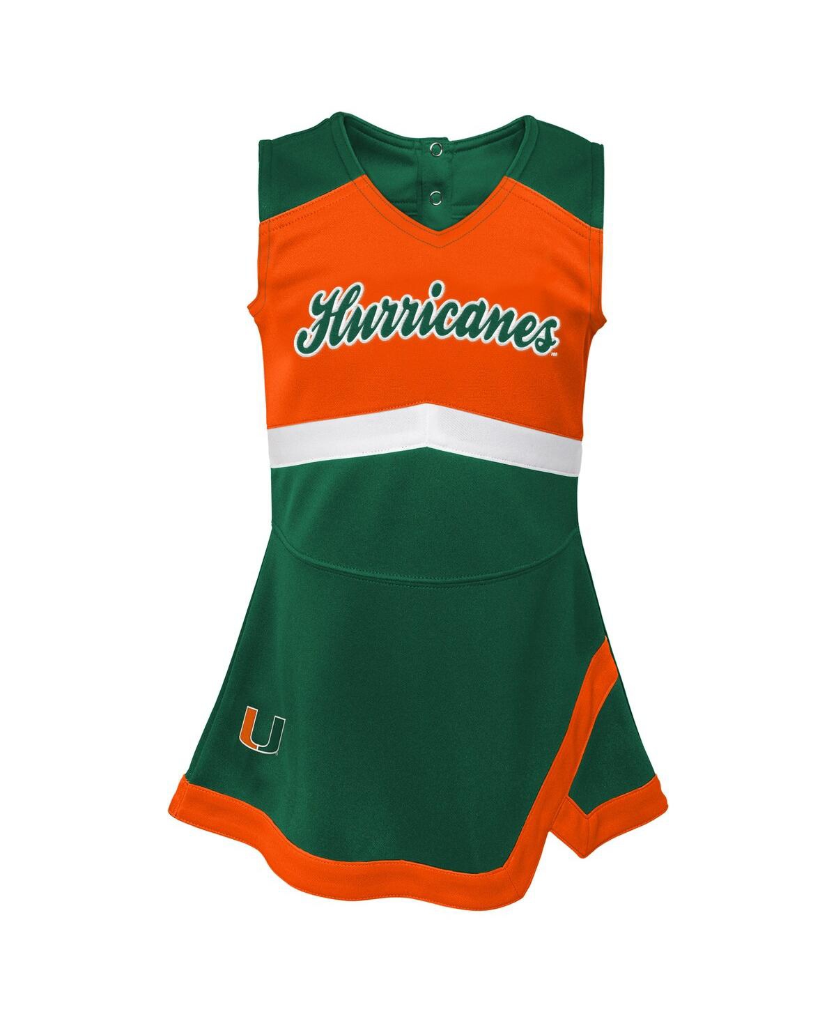 Outerstuff Big Girls Green Miami Hurricanes Cheer Captain Jumper Dress In Green