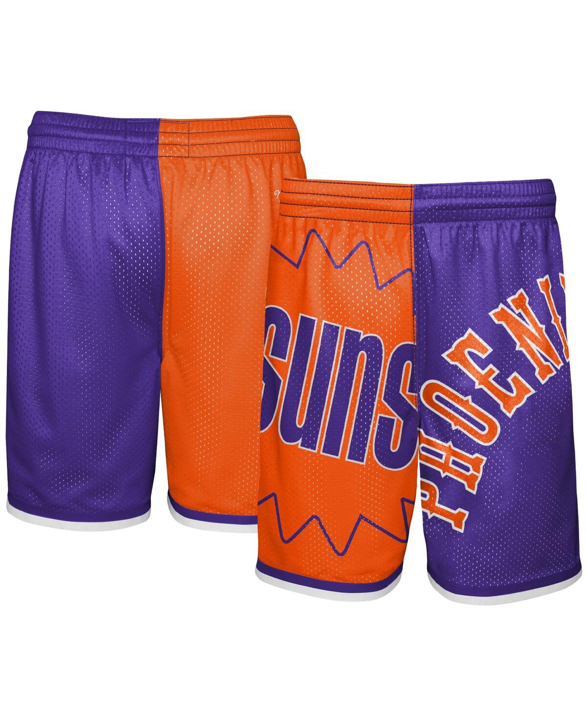 Mitchell & Ness Kids' Big Boys And Girls Orange/purple Phoenix Suns Hardwood Classics Big Face 5.0 Shorts In Blue