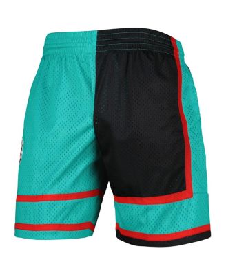 Men's Black/Turquoise Vancouver Grizzlies Hardwood Classics 2001 Split Swingman Shorts