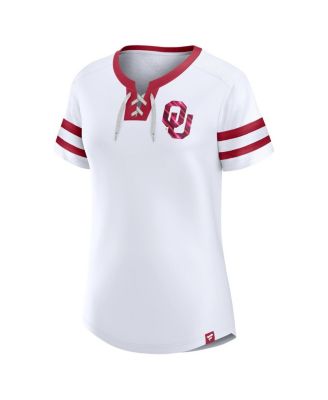 Women's White Oklahoma Sooners Iconic Athena Lace Up T-Shirt
