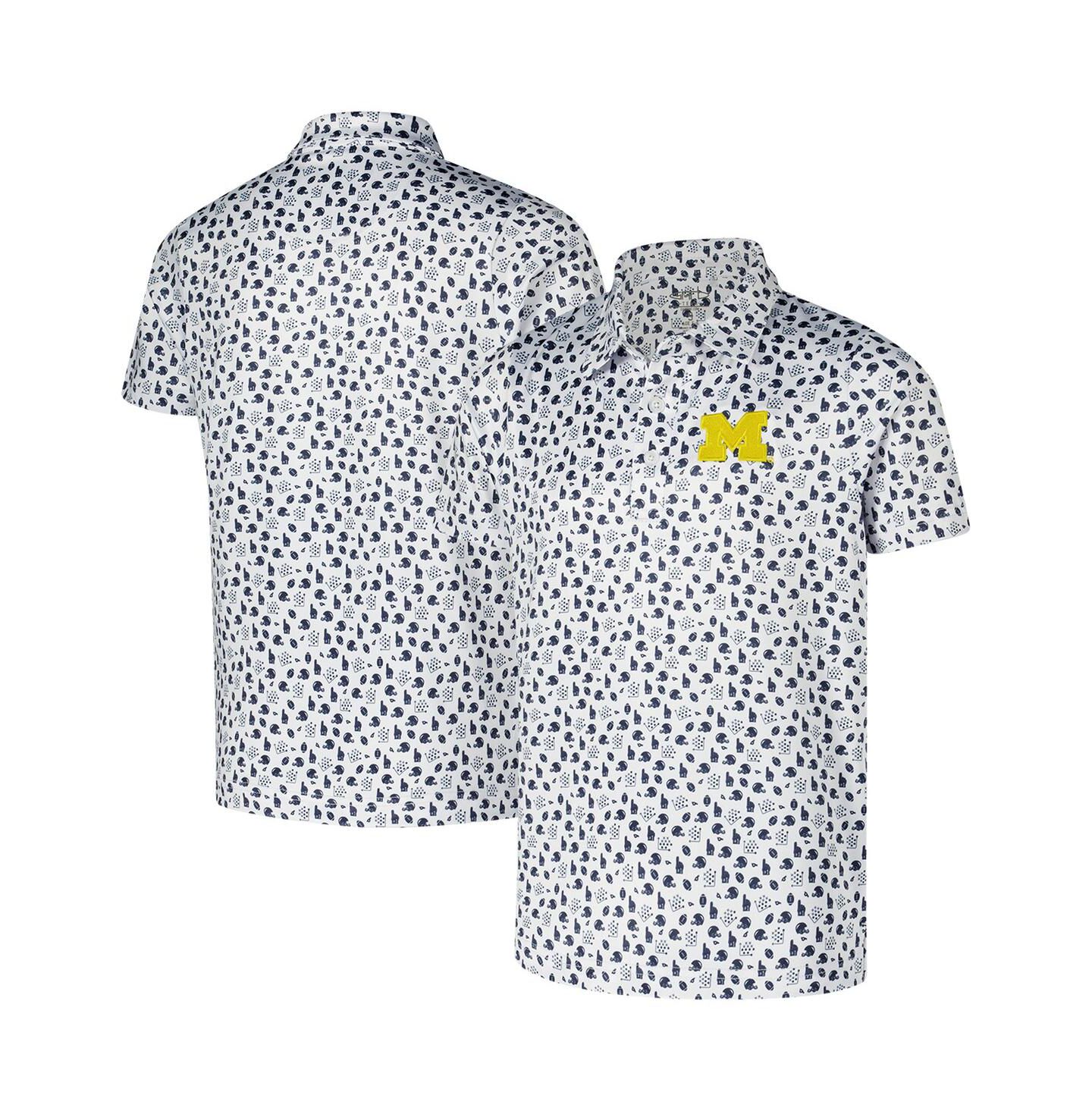 Детское поло Garb White Michigan Wolverines Earnest Allover Print Polo — фото 1