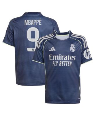 adidas - Big Boys and Girls Kylian Mbapp&eacute; Blue Real Madrid 2025/26 Away Replica Player Jersey