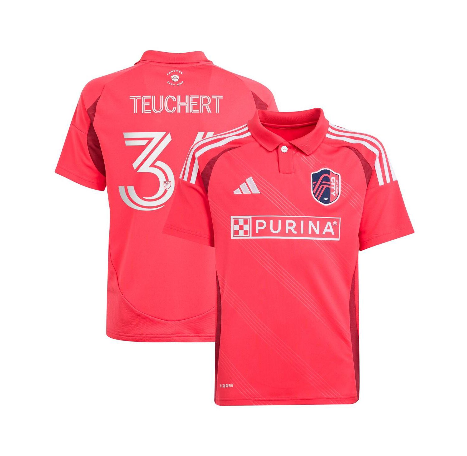 Big Boys and Girls Cedric Teuchert Pink St. Louis City SC 2025 Forever CITY Red Replica Player Jersey