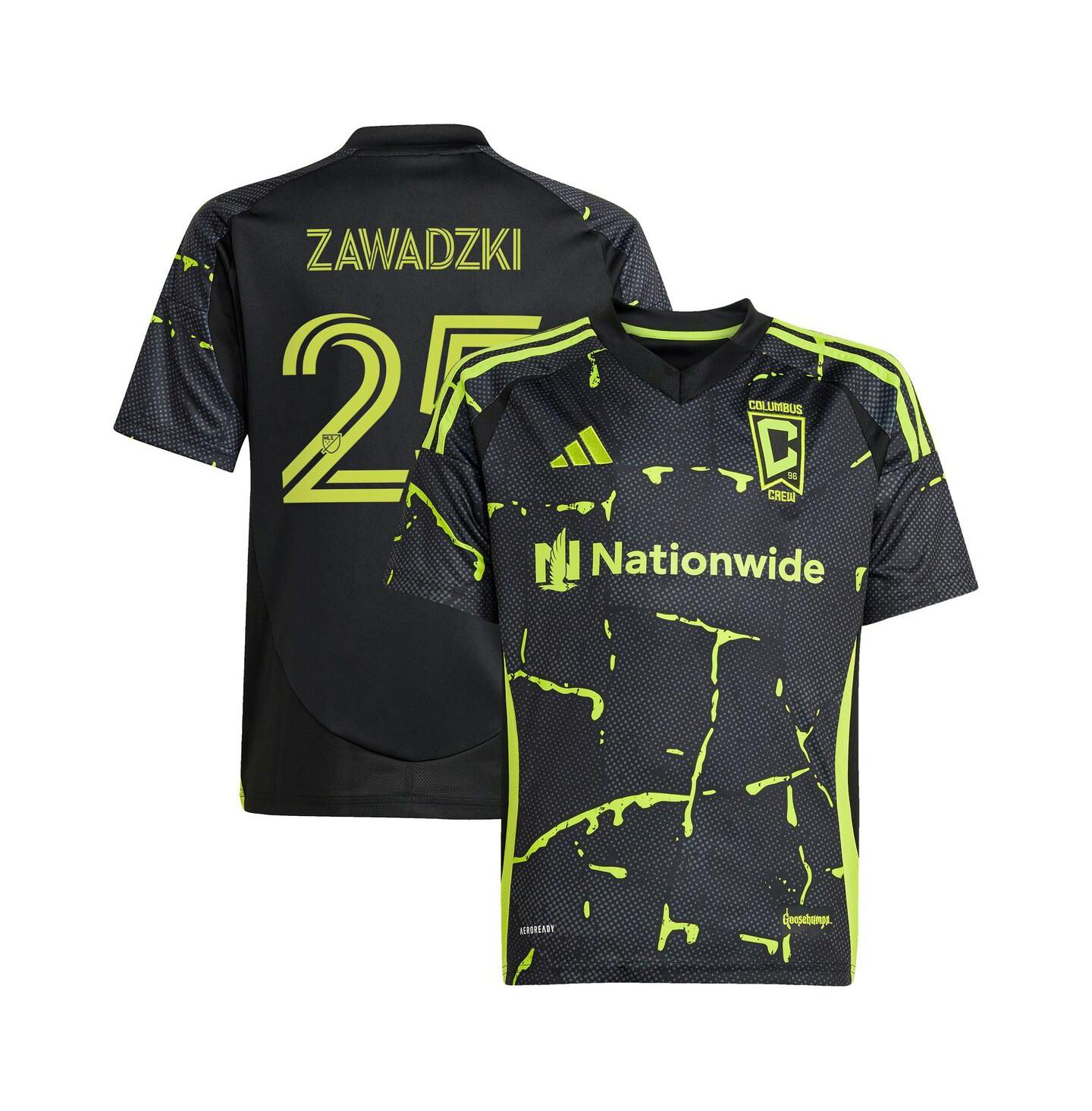 Детское джерси adidas Sean Zawadzki Columbus Crew 2025 The Goosebumps Kit, цвет чёрный — фото 1