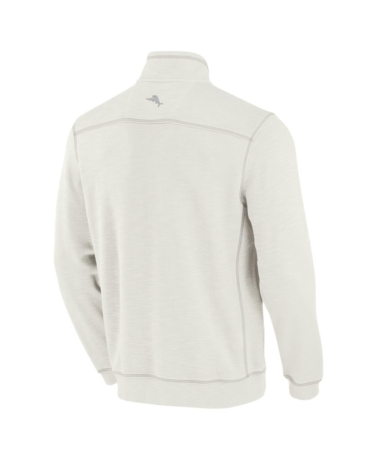 Tommy Bahama Men's Cream Michigan Wolverines Tobago Bay Half-zip Tri-blend Top In White